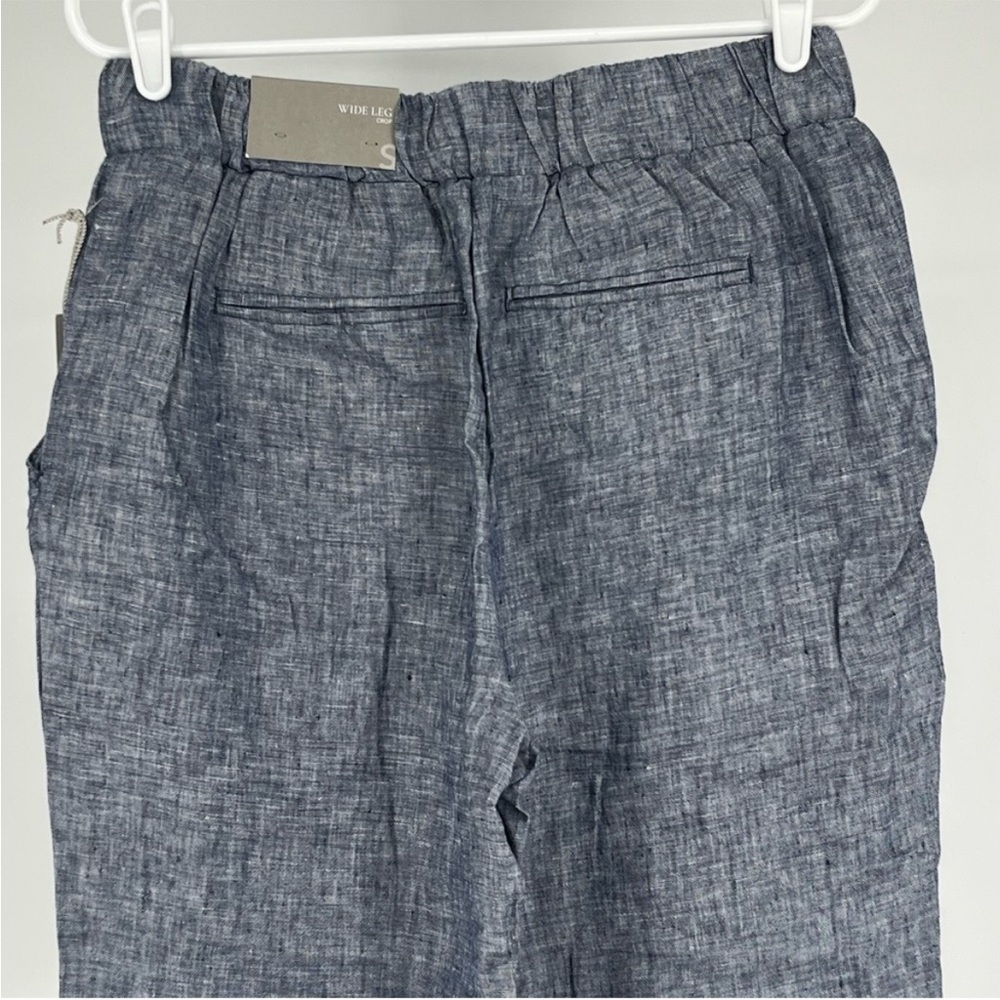 SOFT SURROUNDINGS NWT ALISO POINT LINEN WIDE LEG CROP PANTS BLUE SMALL - Picture 9 of 12